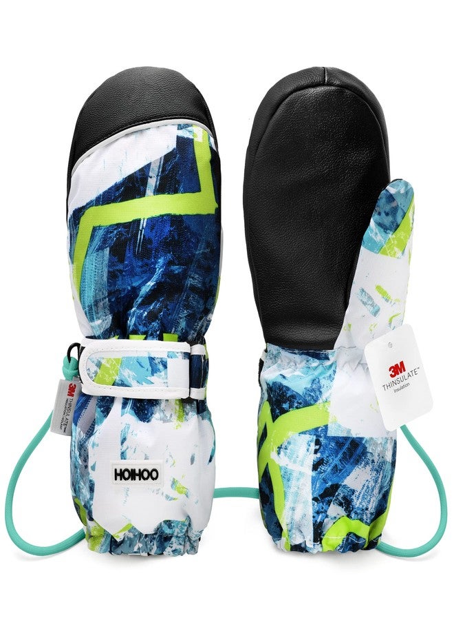 HOIHOO Kids Ski Mittens, Waterproof Snow Thinsulate Mittens Toddler Warm Winter Ski Snow gloves with String for Boys Girls - Image 1